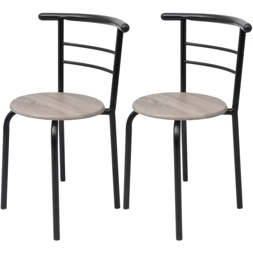 3 Piece Bar Set MDF Breakfast Table with 2 Stool Chairs Black Iron Frame Y9818