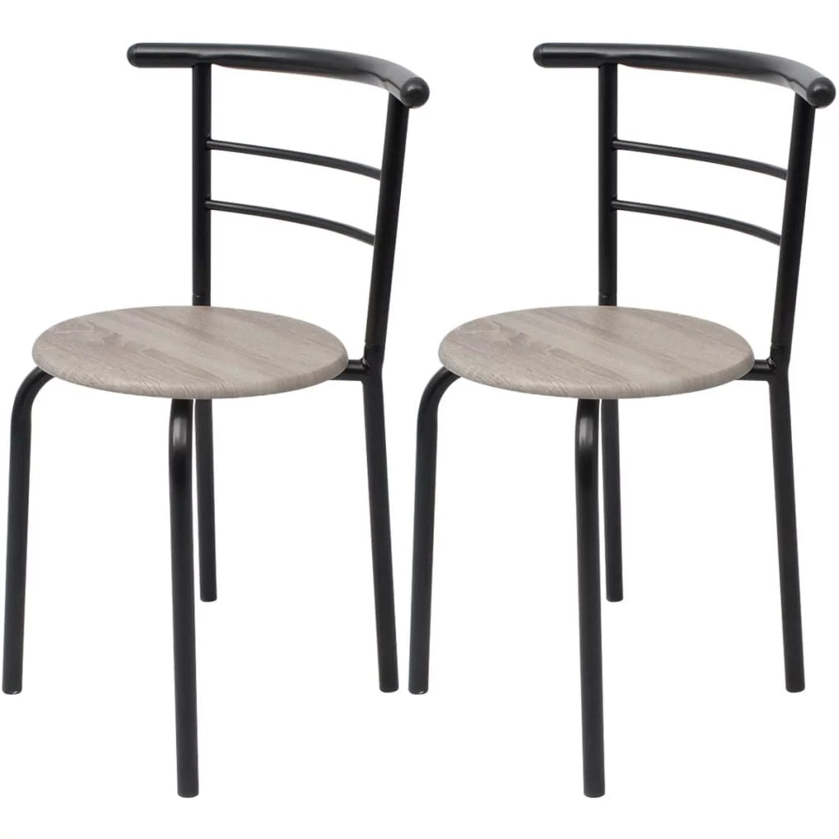 3 Piece Bar Set MDF Breakfast Table with 2 Stool Chairs Black Iron Frame Y9818