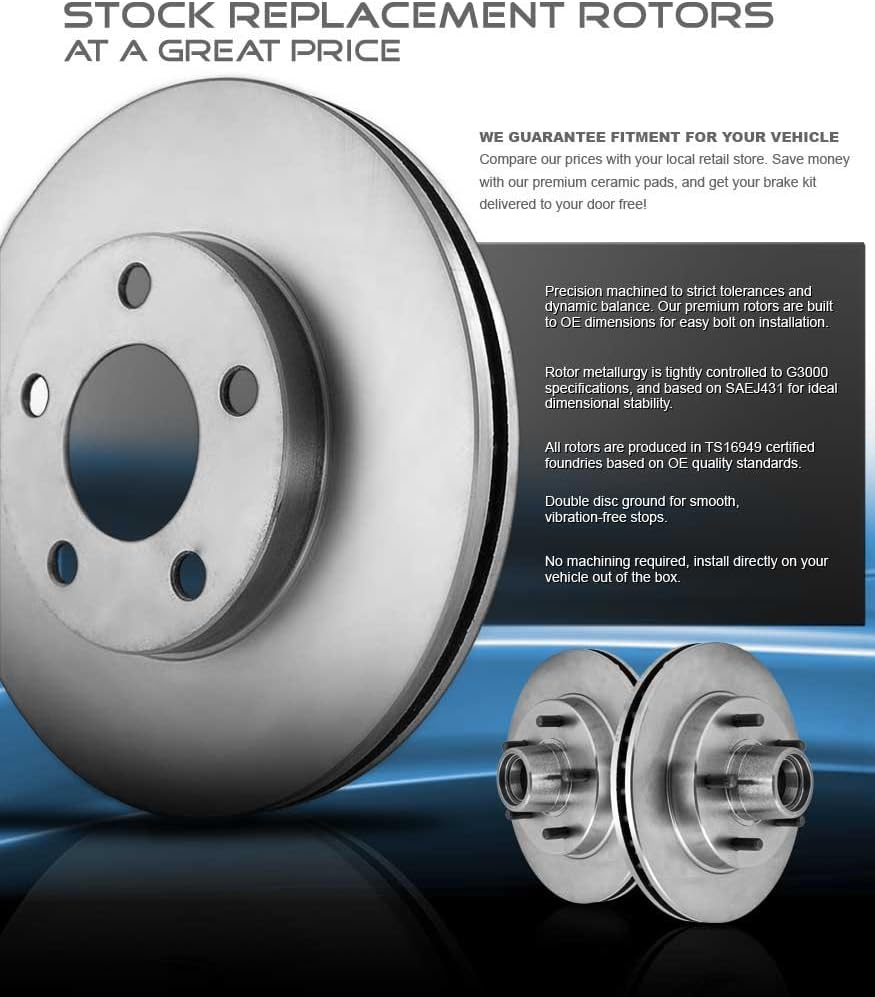 6 Lug Brake Disc Rotors with Ceramic Brake Pads and Clips E963738
