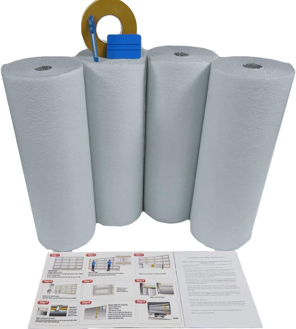 White Reflective Foam Core 2 Car Garage Door Insulation Kit 16FT x 8FT R Value 8.0 Y79618