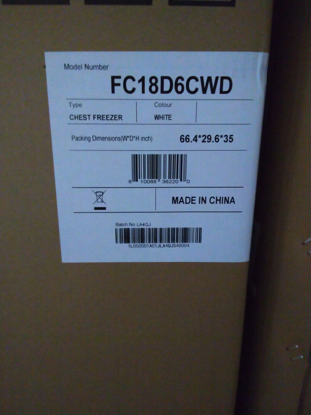 White 17.7 Cu Ft Convertible Chest Freezer or Fridge with Caster Wheels N8137
