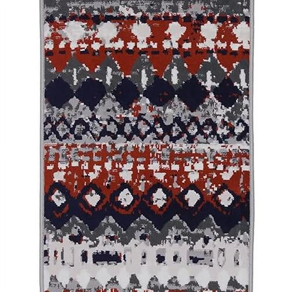 Light Grey Geometric Pattern Runner Rug B67223