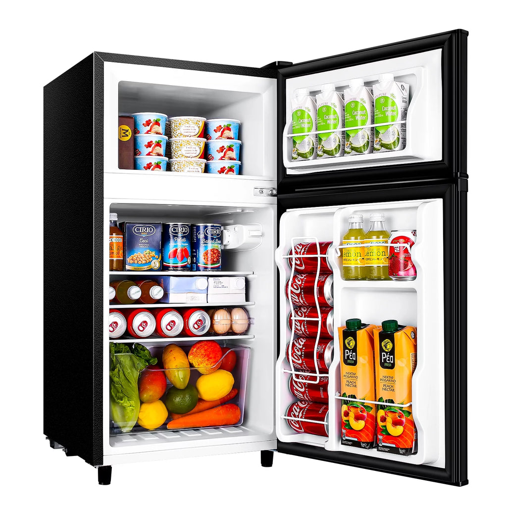 Two Door Mini Fridge with Freezer, 3.5 Cu ft, Black R488