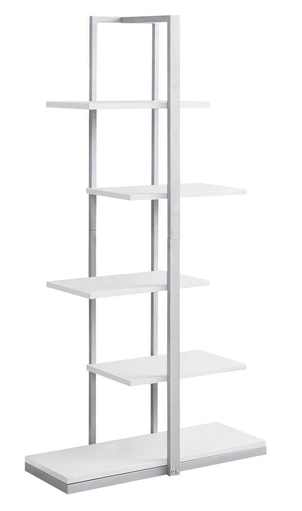 White Silver MDF Metal Bookshelf E595