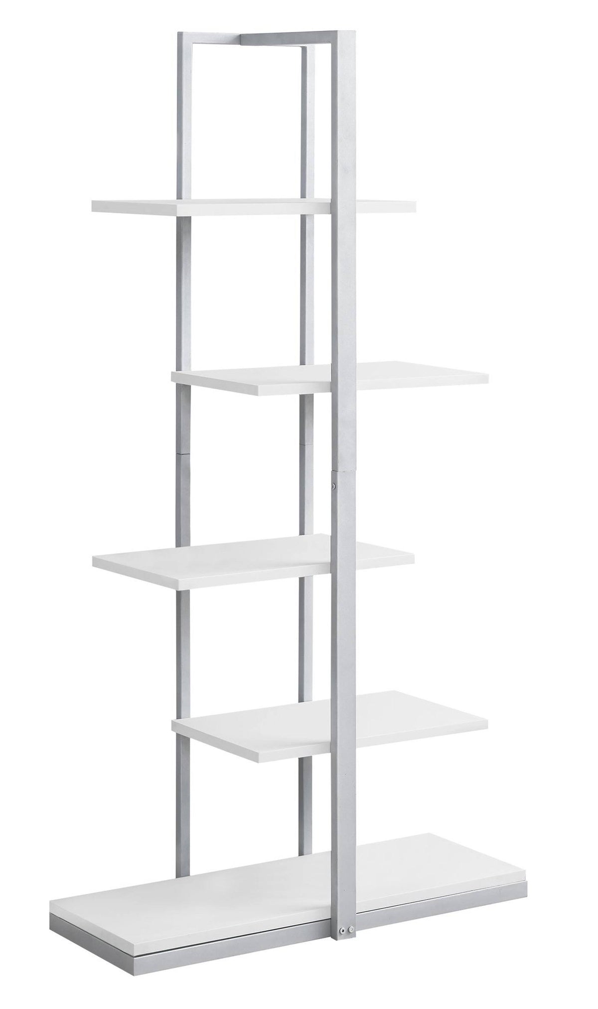 White Silver MDF Metal Bookshelf E595