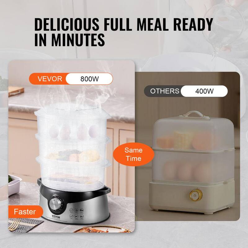 9.5 Qt Electric Food Steamer with 3-Tier Trays I5751