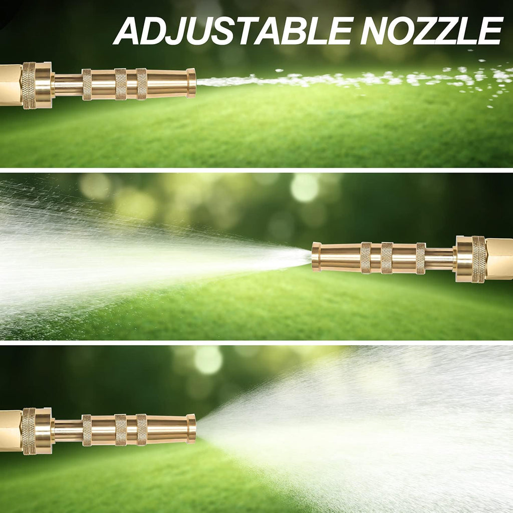 Steel Metal Garden Hose 100FT Heavy Duty Lightweight 304 Stainless Steel Water Hose with Brass Nozzle, Silver Pack of 2 R237