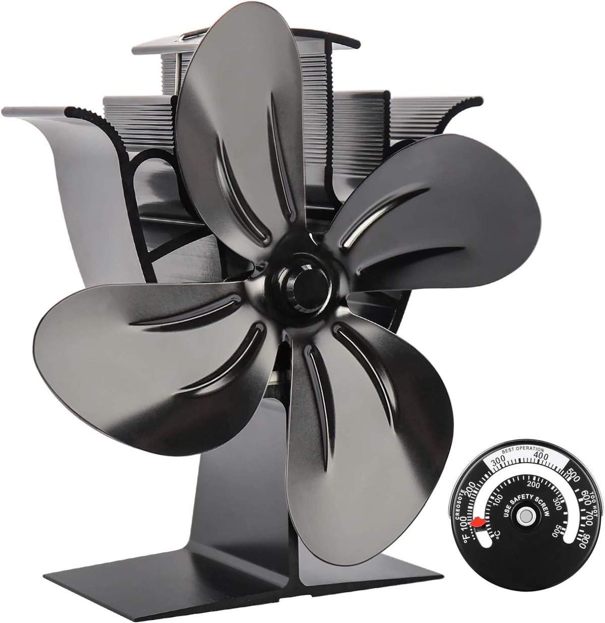 Silver Pack of 2 Aluminium Stove Fan with Magnetic Thermometer J28856