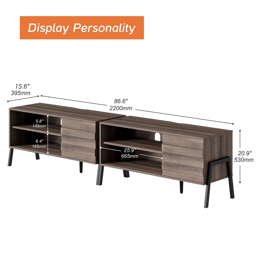 Mid-Century TV Stand with 6 Storage X344134