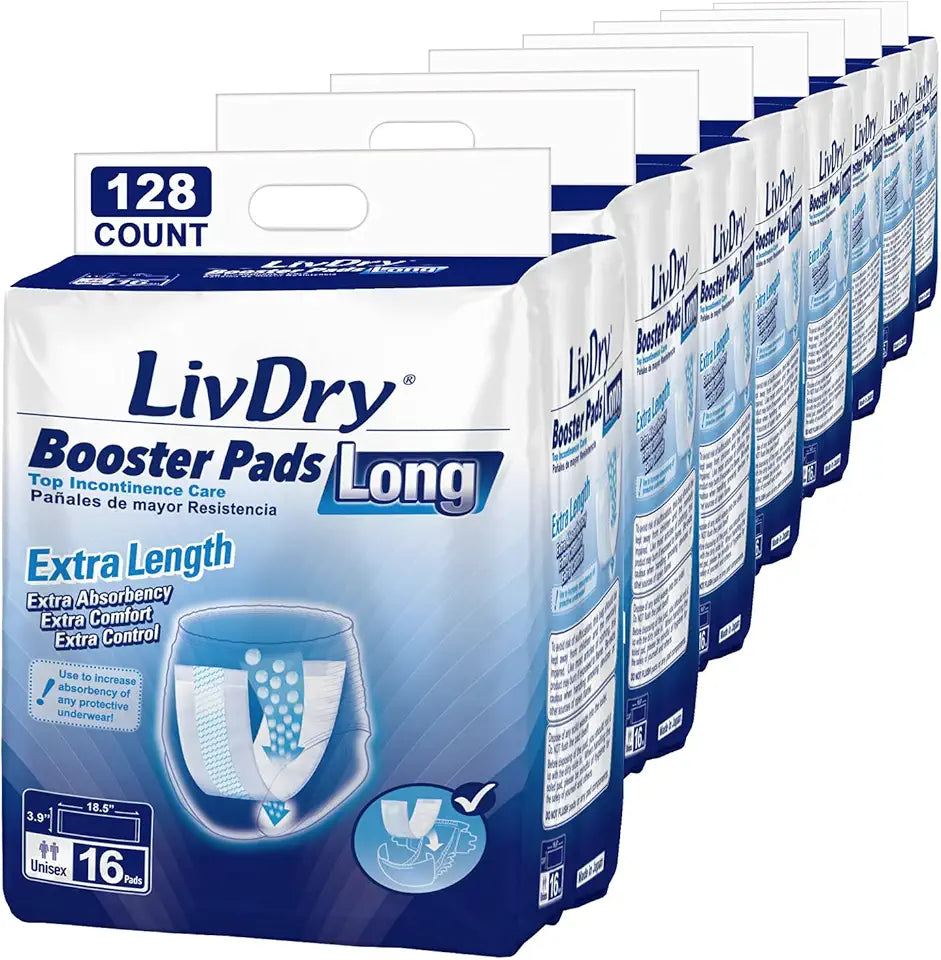 Incontinence Booster Pads, 128 Count Long Length U3772