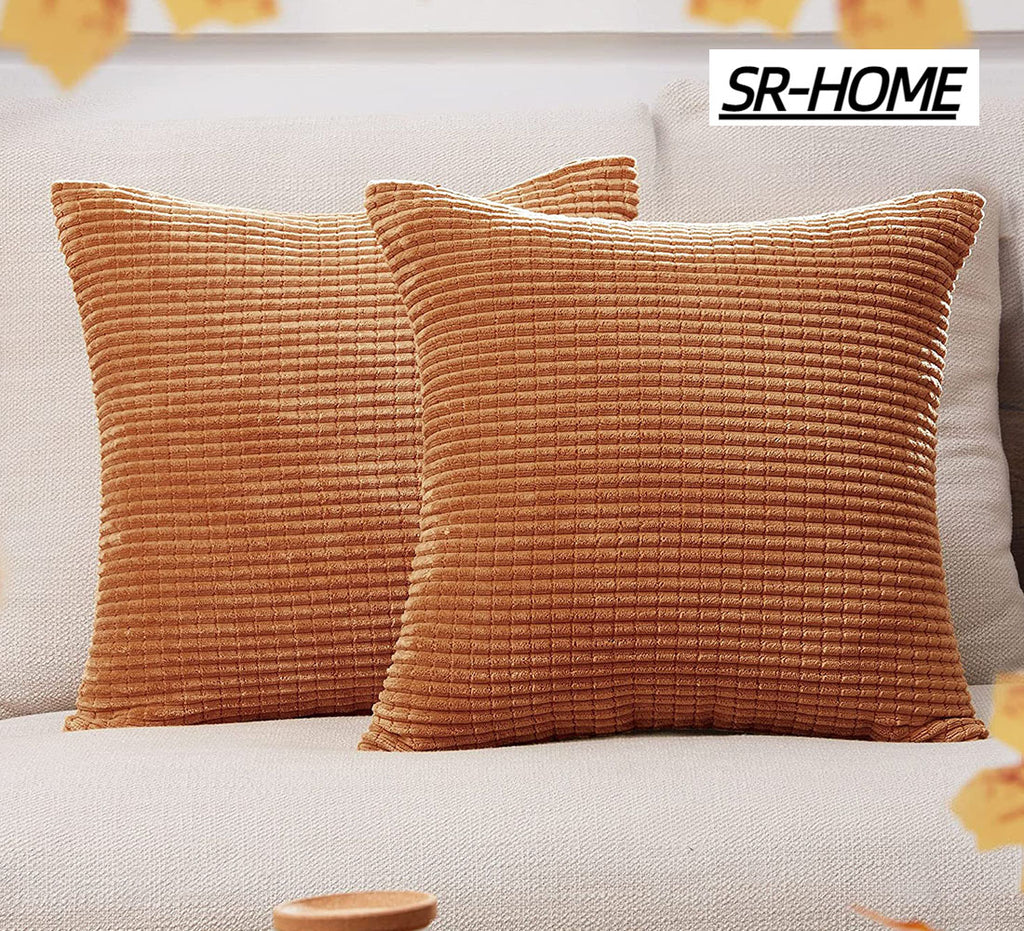 Corduroy Square Decorative Cushion Cover Pack of 2 Z89362