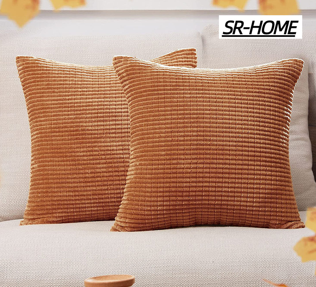 Corduroy Square Decorative Cushion Cover Pack of 2 Z89362