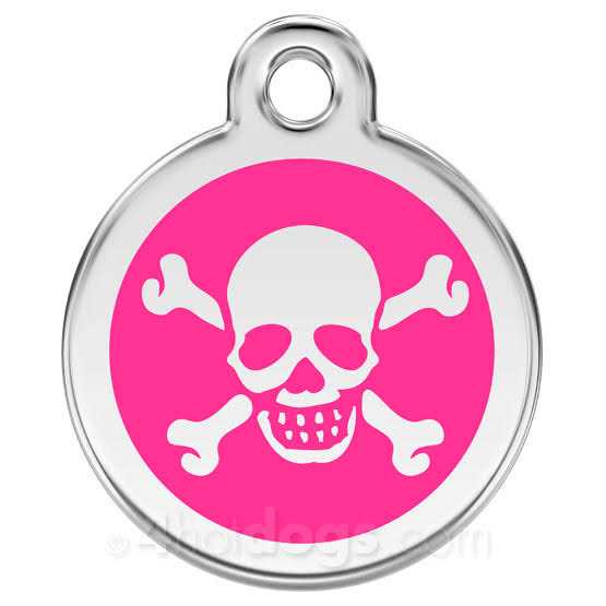 Enamel Pet ID Tag Skull & Cross Bone P374696