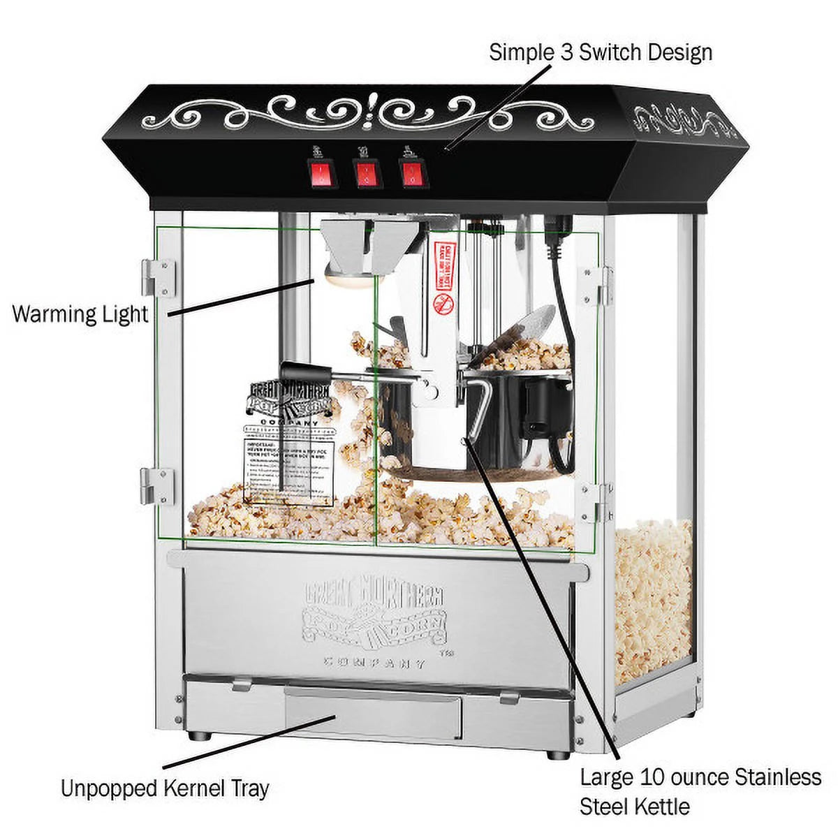 10oz Popcorn Machine with Accessories, Black T68435