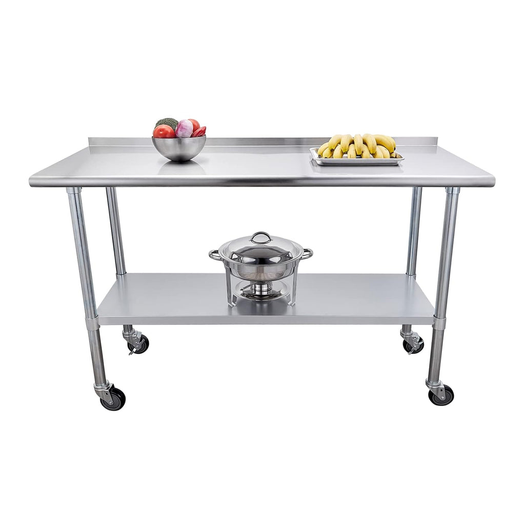 Stainless Steel Table 24 x 60 Inches with Caster Wheels and Undershelf N1451