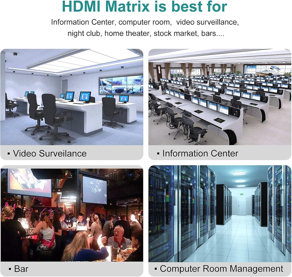 4x4 HDMI Matrix Switch 4 in 4 Out 4K@30Hz Rack Mount Switcher & Splitter Z209