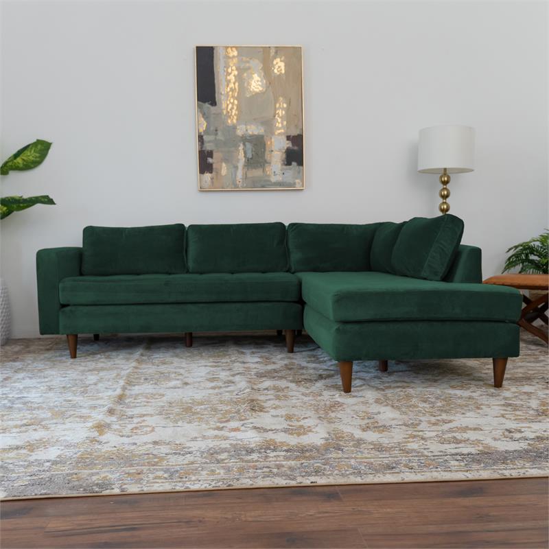 Green Velvet Corner Sectional Sofa H387