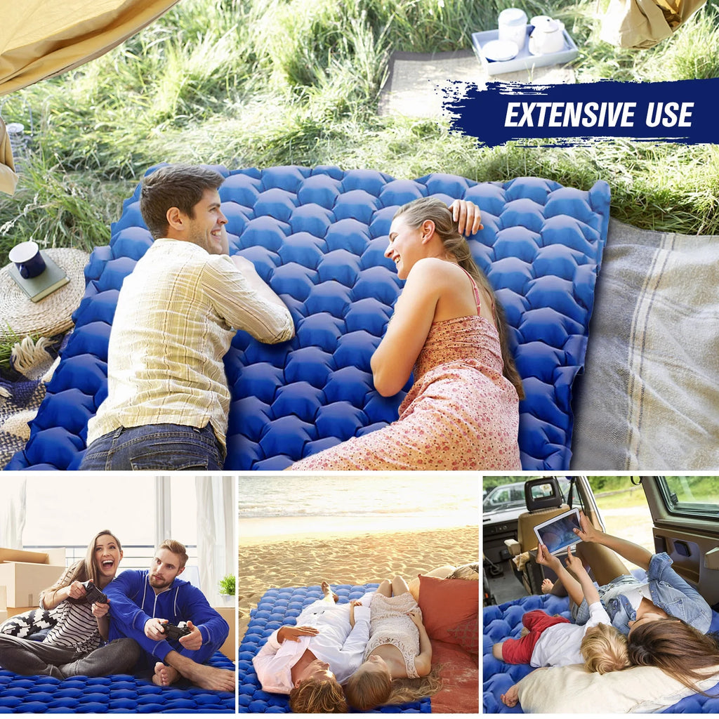 2 Person Camping Mat with Air Pillow Waterproof Backpacking Pad D316305