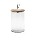 5.25" Clear Cylindrical Glass Jar with Mango Wood M866947