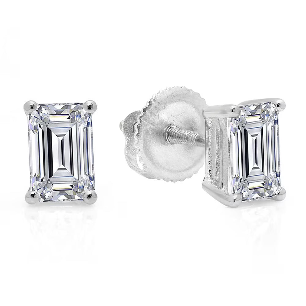 18K White Gold Diamond Stud Earrings H7728