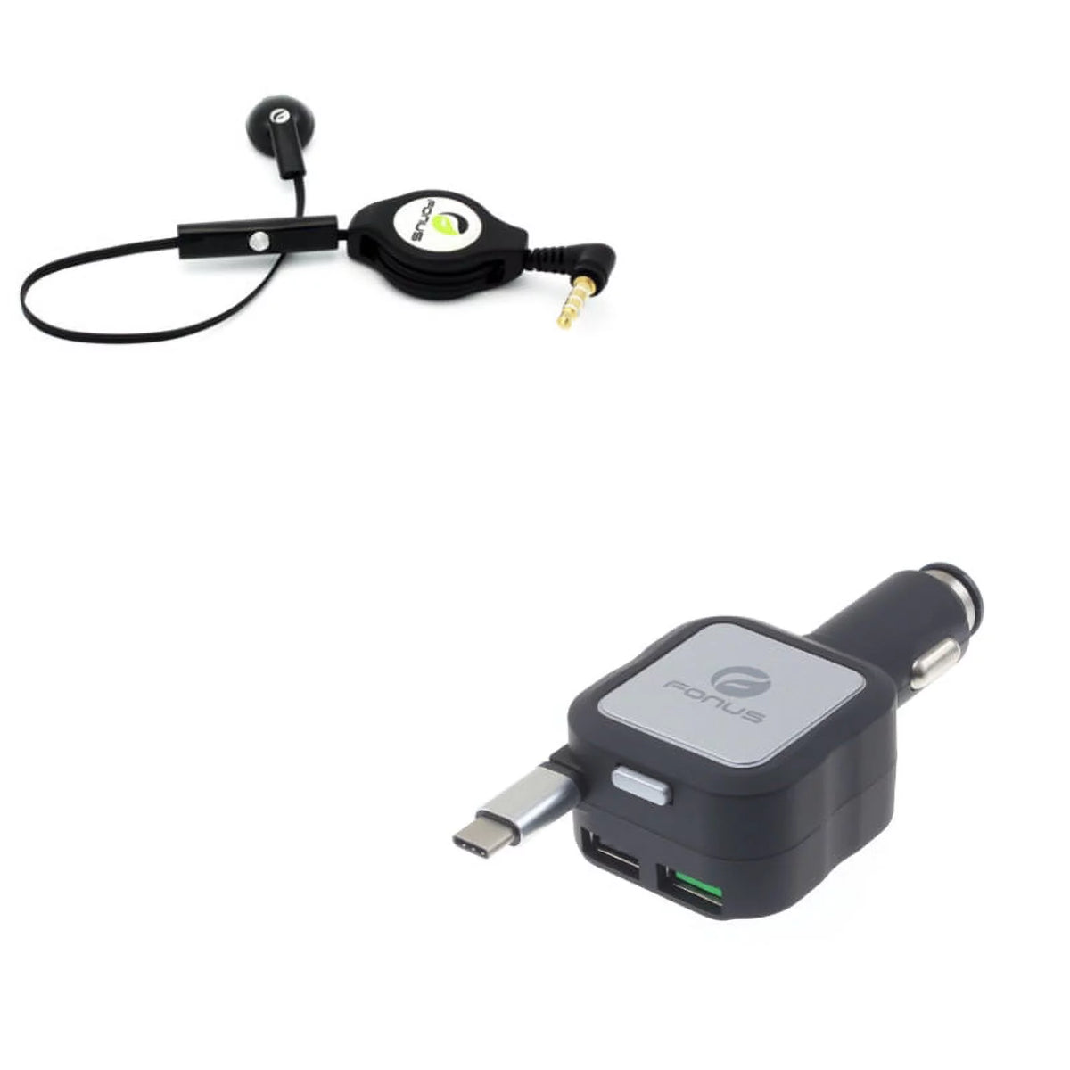 Retractable Mono Earphone with Car Charger L478500