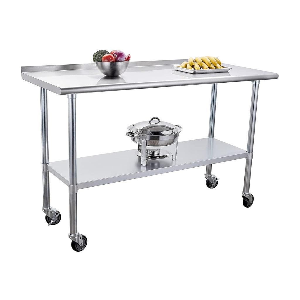 Stainless Steel Table 24 x 60 Inches with Caster Wheels and Undershelf N1451