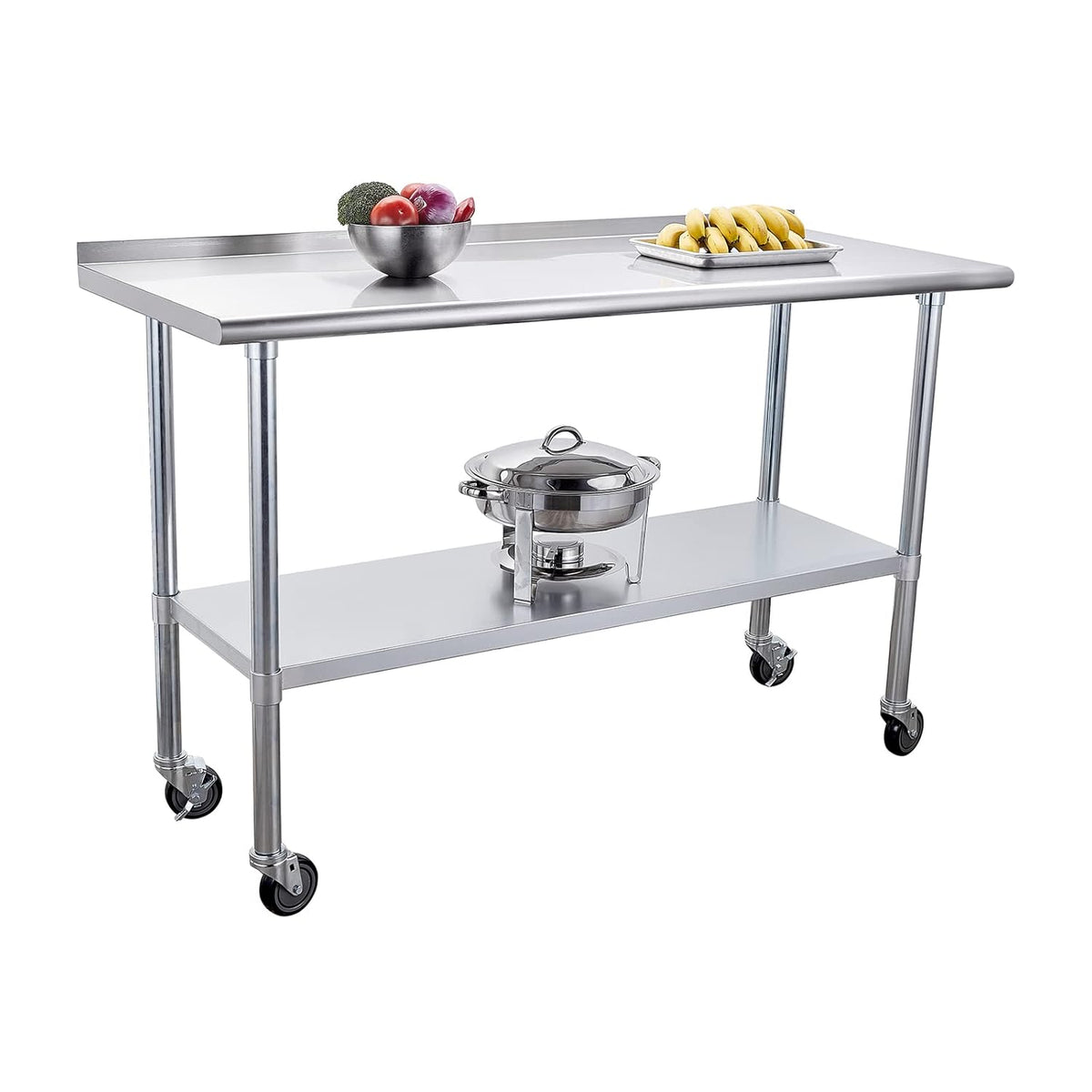 Stainless Steel Table 24 x 60 Inches with Caster Wheels and Undershelf N1451