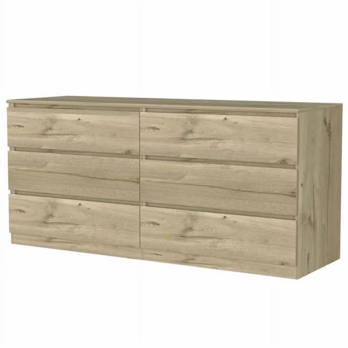 Light Oak & White Six Drawer Double Dresser H302268