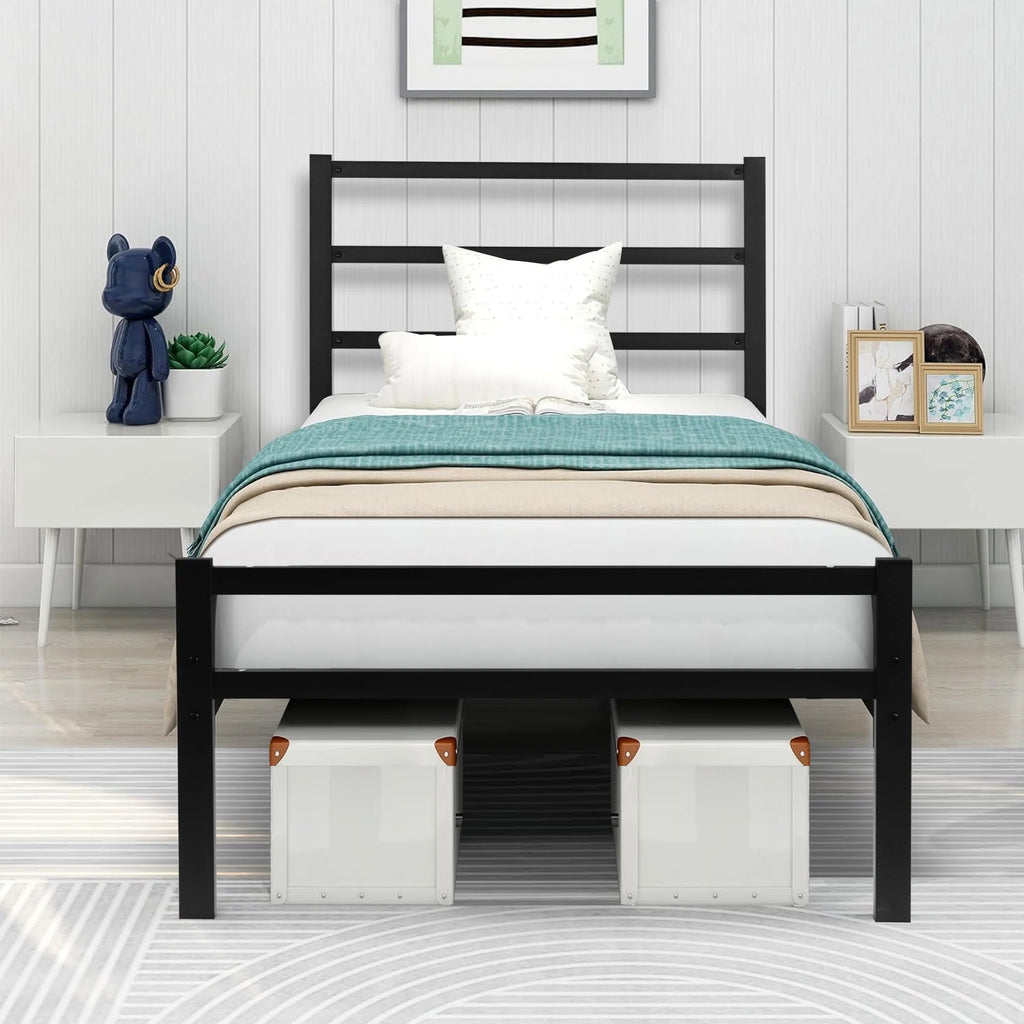 Twin Metal Platform Bed Frame with Headboard D633