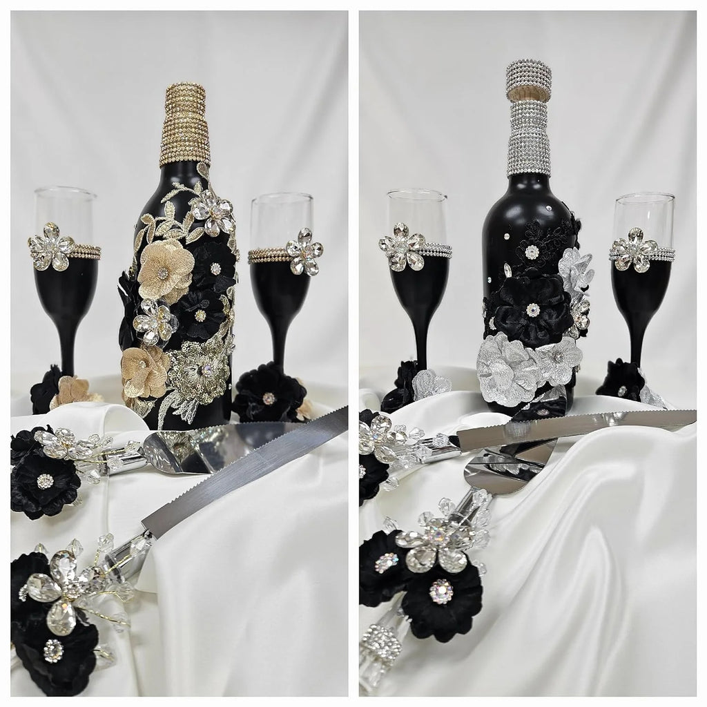 Champagne Glasses Set Ivory Silver A893841