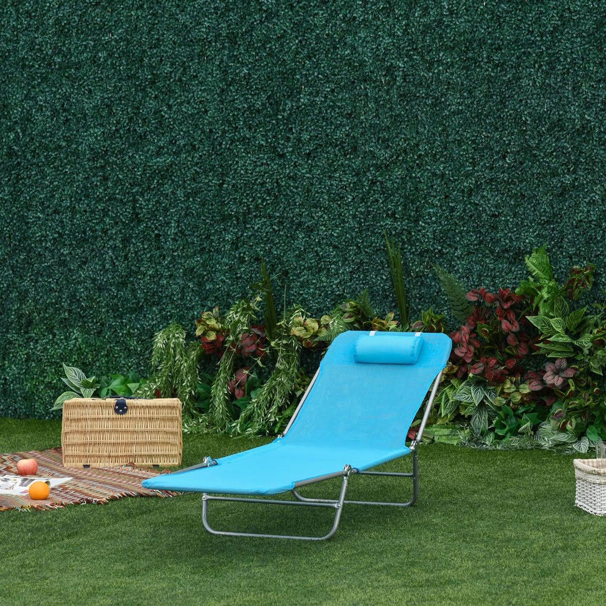 Blue Outdoor Folding Chaise Lounge K991744