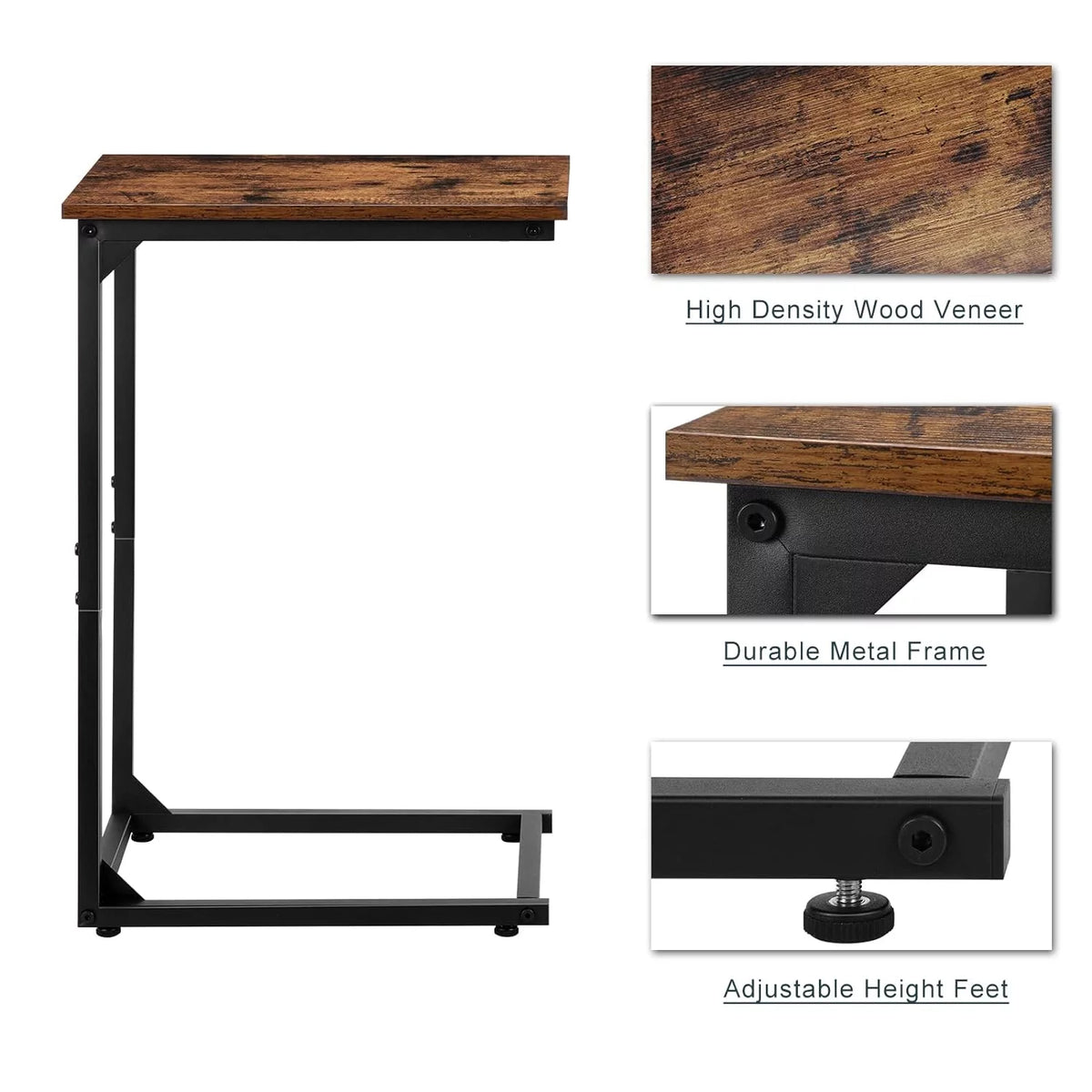 C Shape Side Table Set of 2 Brown X6642