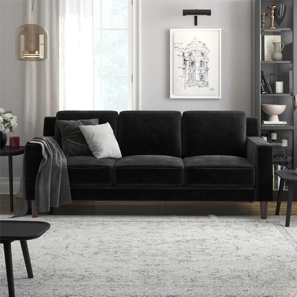 Gray Velvet 3 Seater Sofa V4169