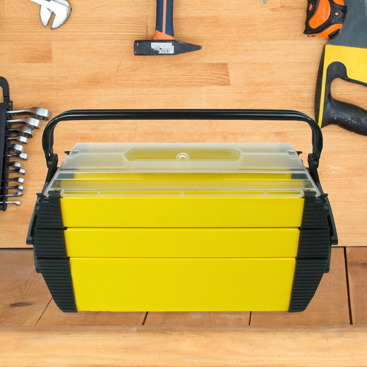 3-Tier Portable Plastic Tool Box with 5 Compartments U898671