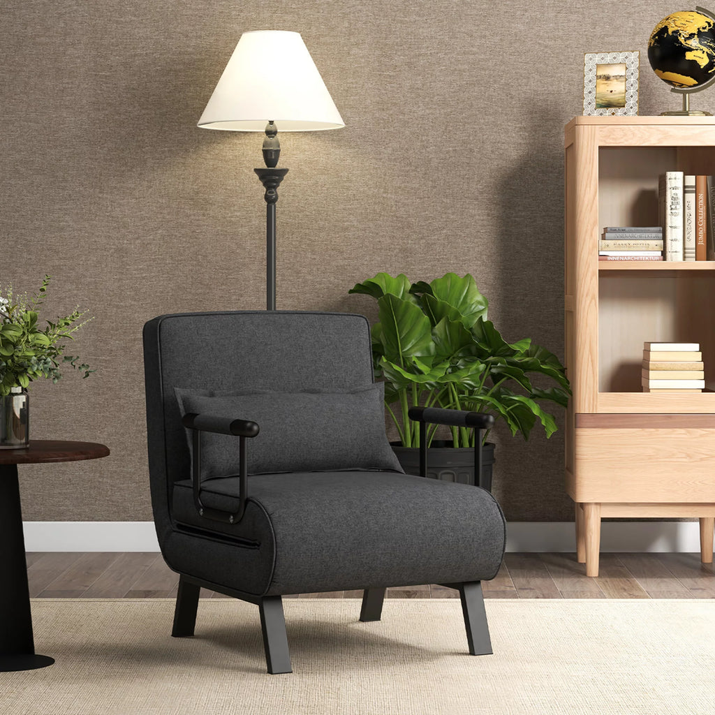 Gray Convertible Sleeper Bed Armchair U65293