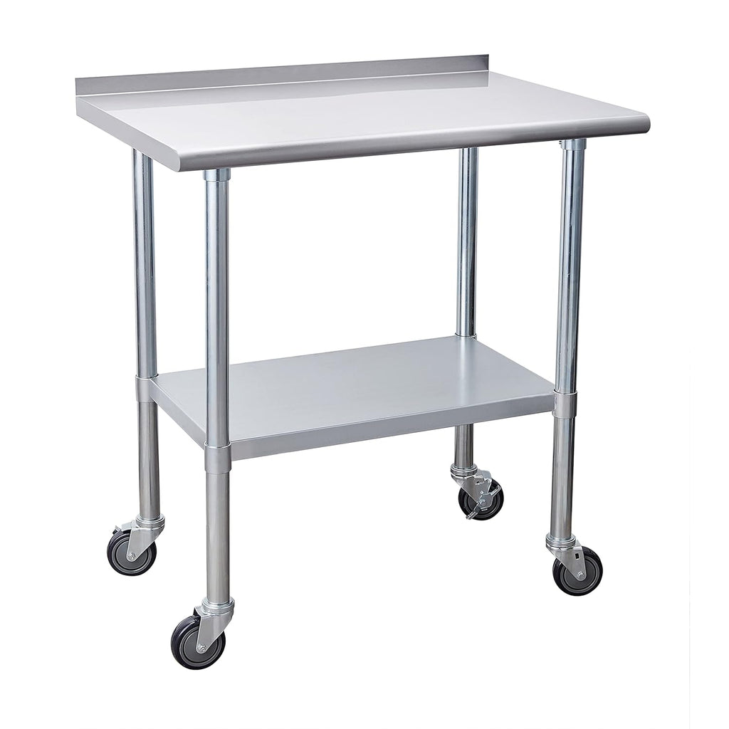 Stainless Steel Table 24 x 60 Inches with Caster Wheels and Undershelf N1451