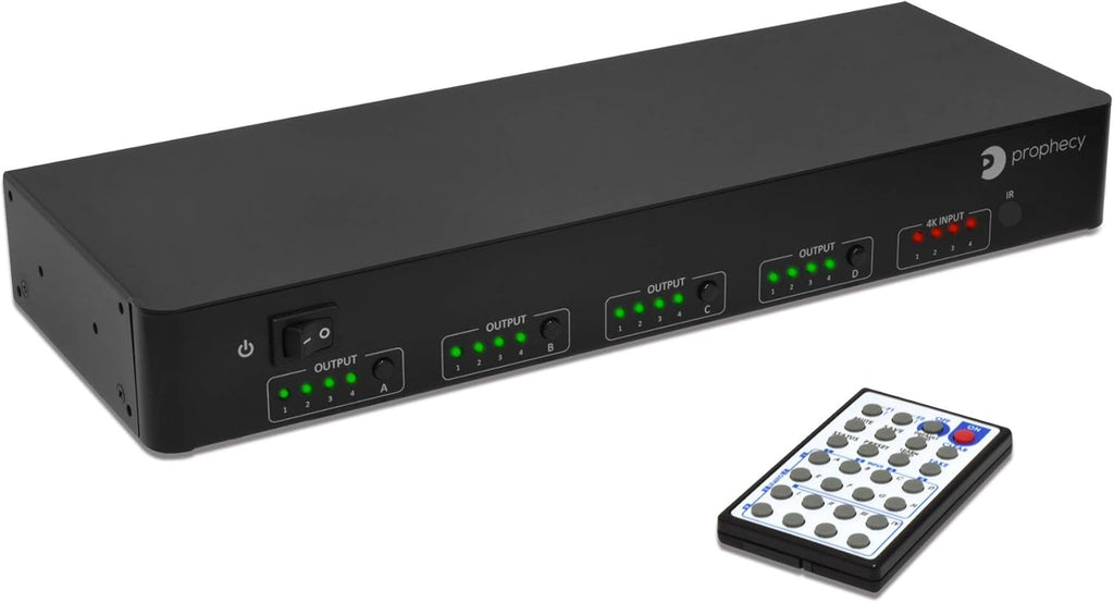 4x4 HDMI 2.0 Matrix Switcher with IR Remote, 4K 60Hz HDR, 18Gbps, 4 in 4 Out W993