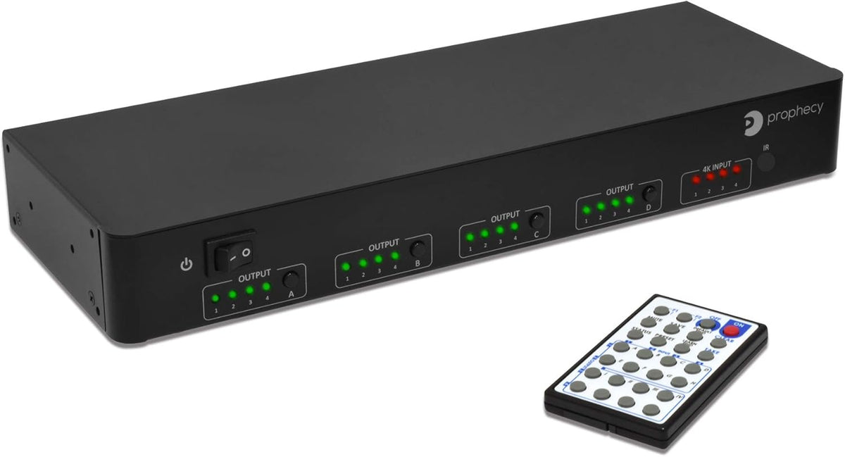 4x4 HDMI 2.0 Matrix Switcher with IR Remote, 4K 60Hz HDR, 18Gbps, 4 in 4 Out W993