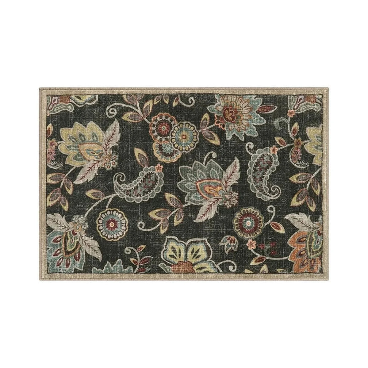 Vintage Flower Area Rug Machine Washable I657757