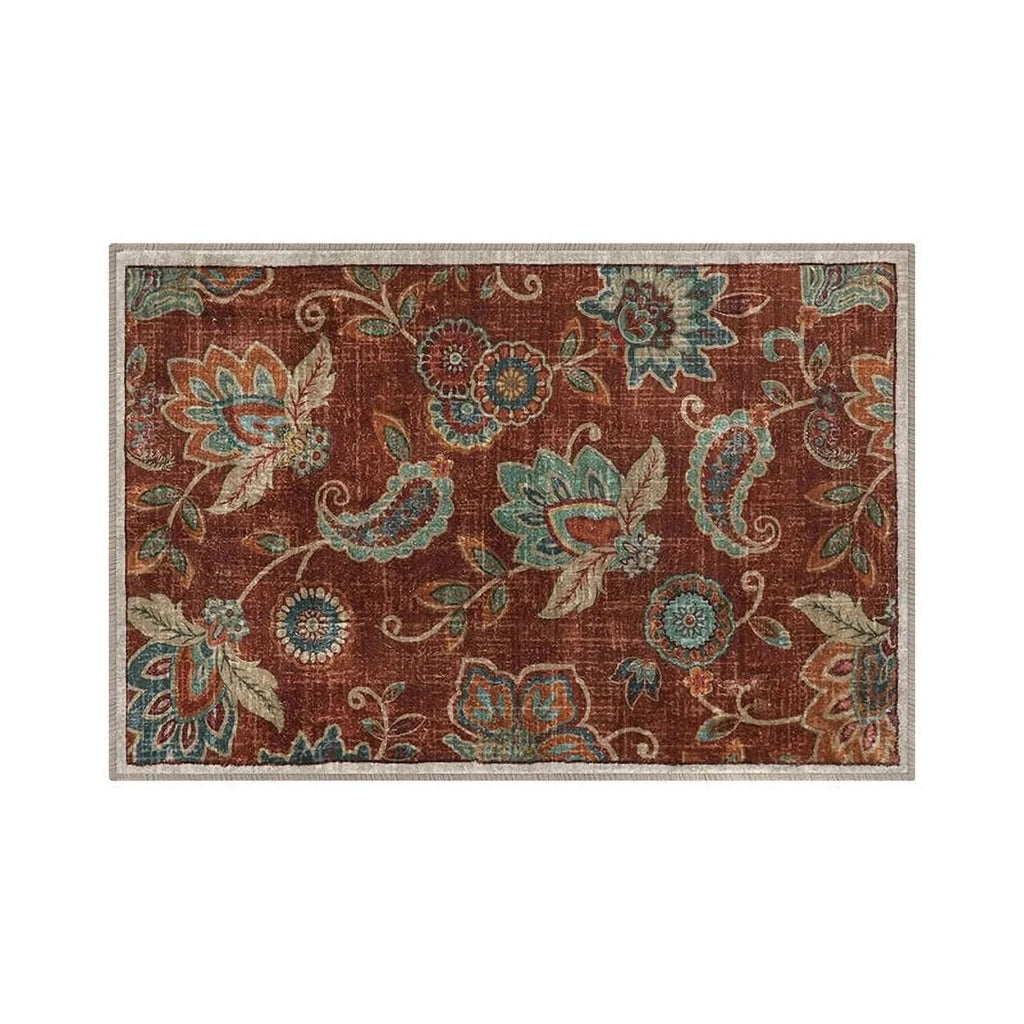 Vintage Flower Area Rug Machine Washable I657757