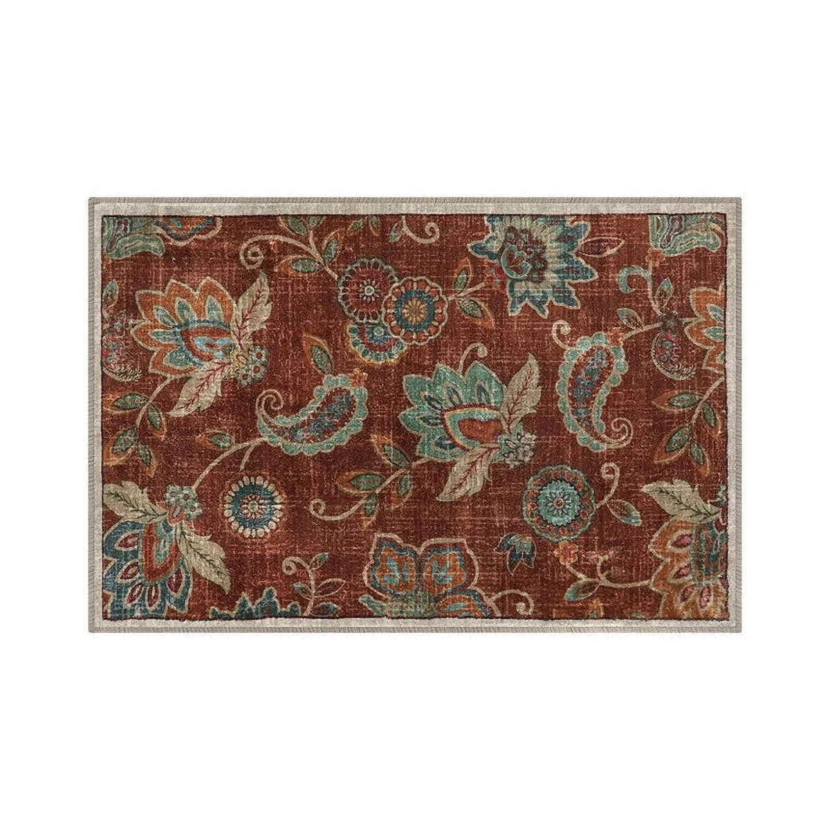 Vintage Flower Area Rug Machine Washable I657757