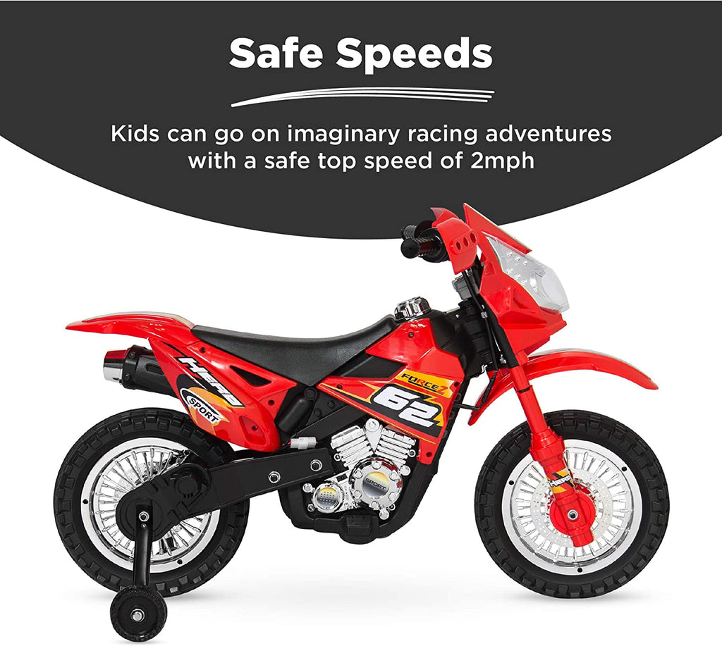 Red 6V Ride On Motorcycle with Training Wheels W923