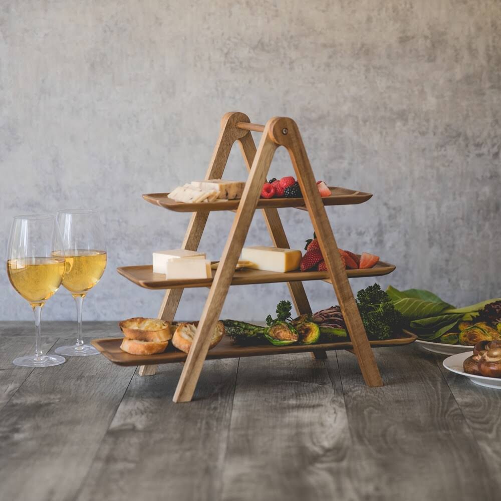 3 Tiered Acacia Wood Serving Station S92363