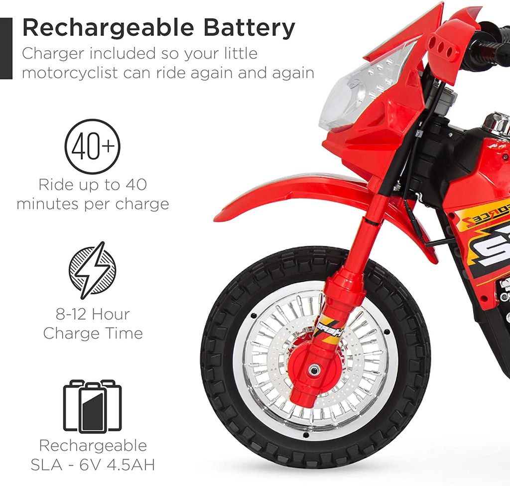 Red 6V Ride On Motorcycle with Training Wheels W923