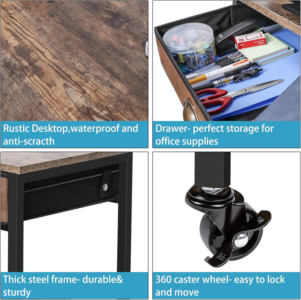 Rustic Brown 3 Tier Printer Cart with Drawer C752