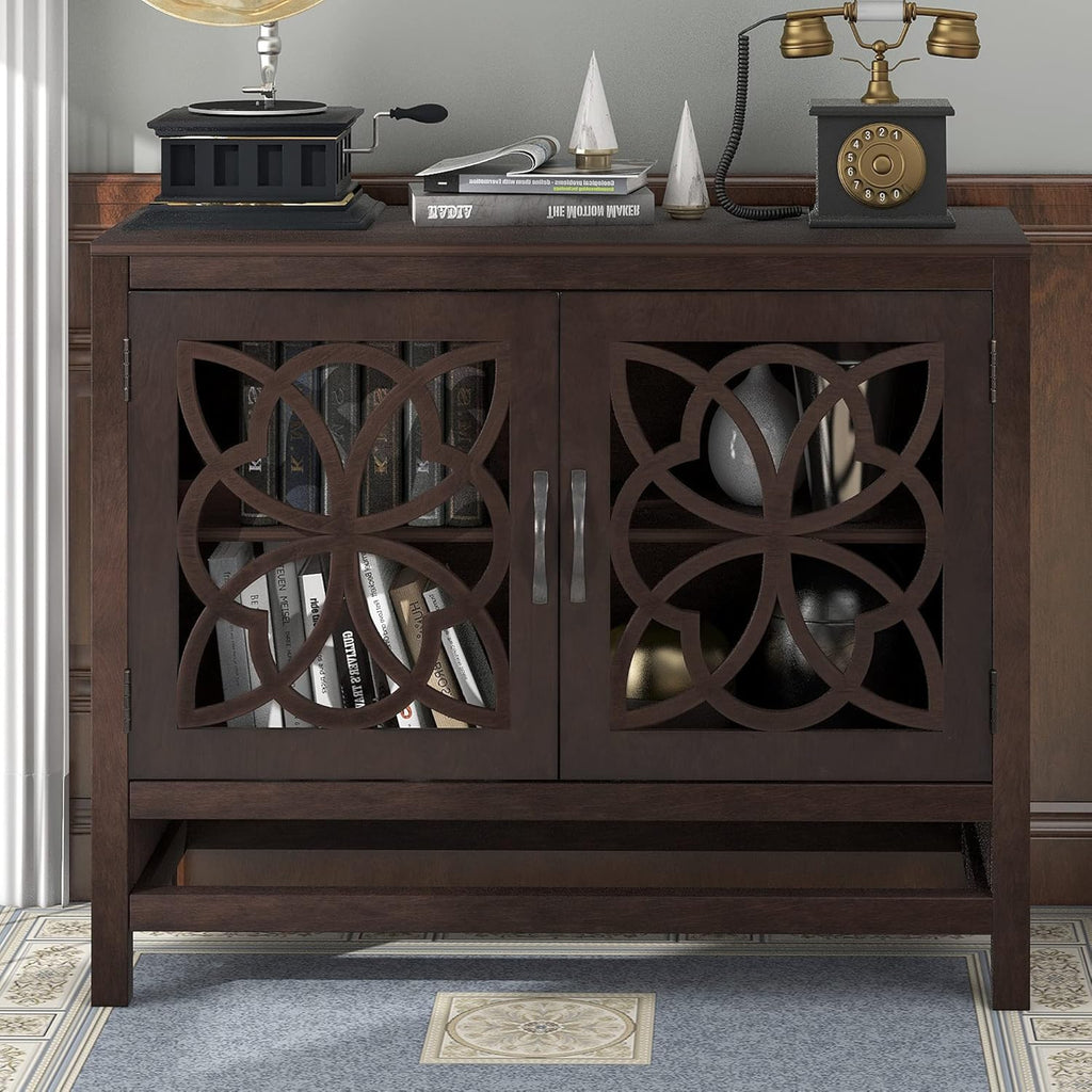 Grey Wood Console Table with 2 Adjustable Shelf I996
