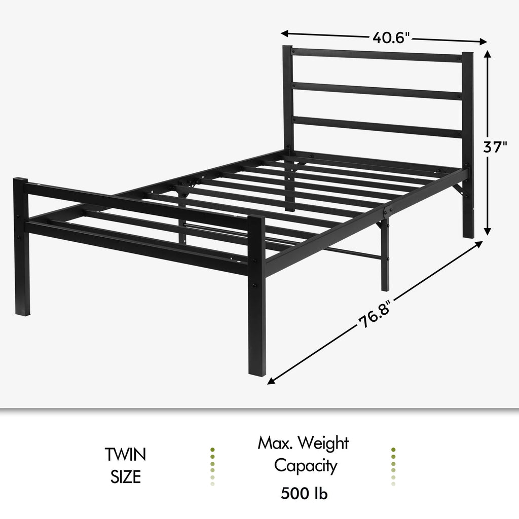 Twin Metal Platform Bed Frame with Headboard D633