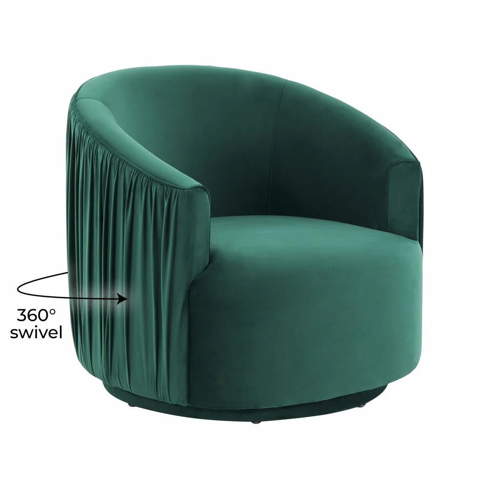 Forest Green Pleated Velvet Swivel Chair B549