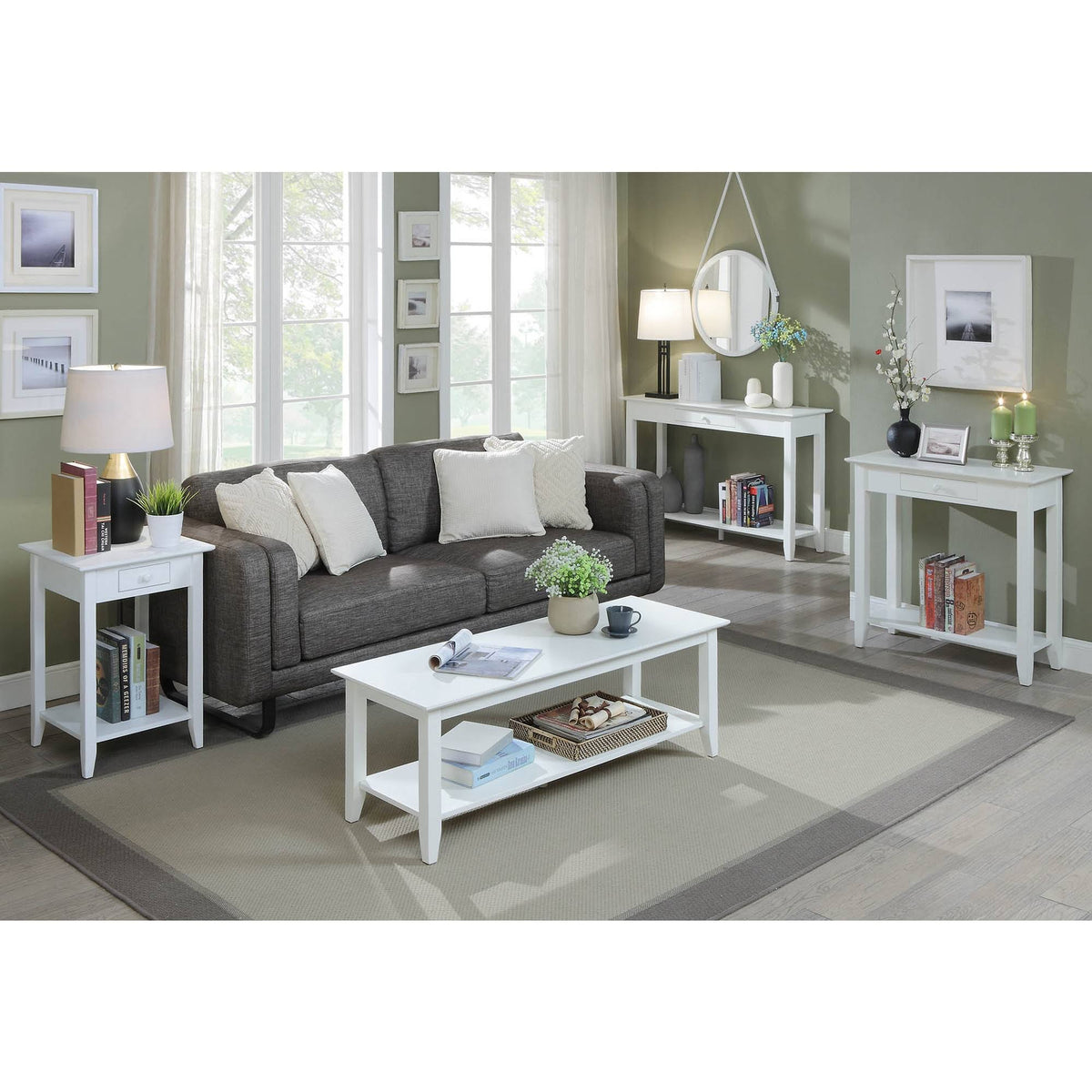 White Hall Table with Drawer/Shelf X823299
