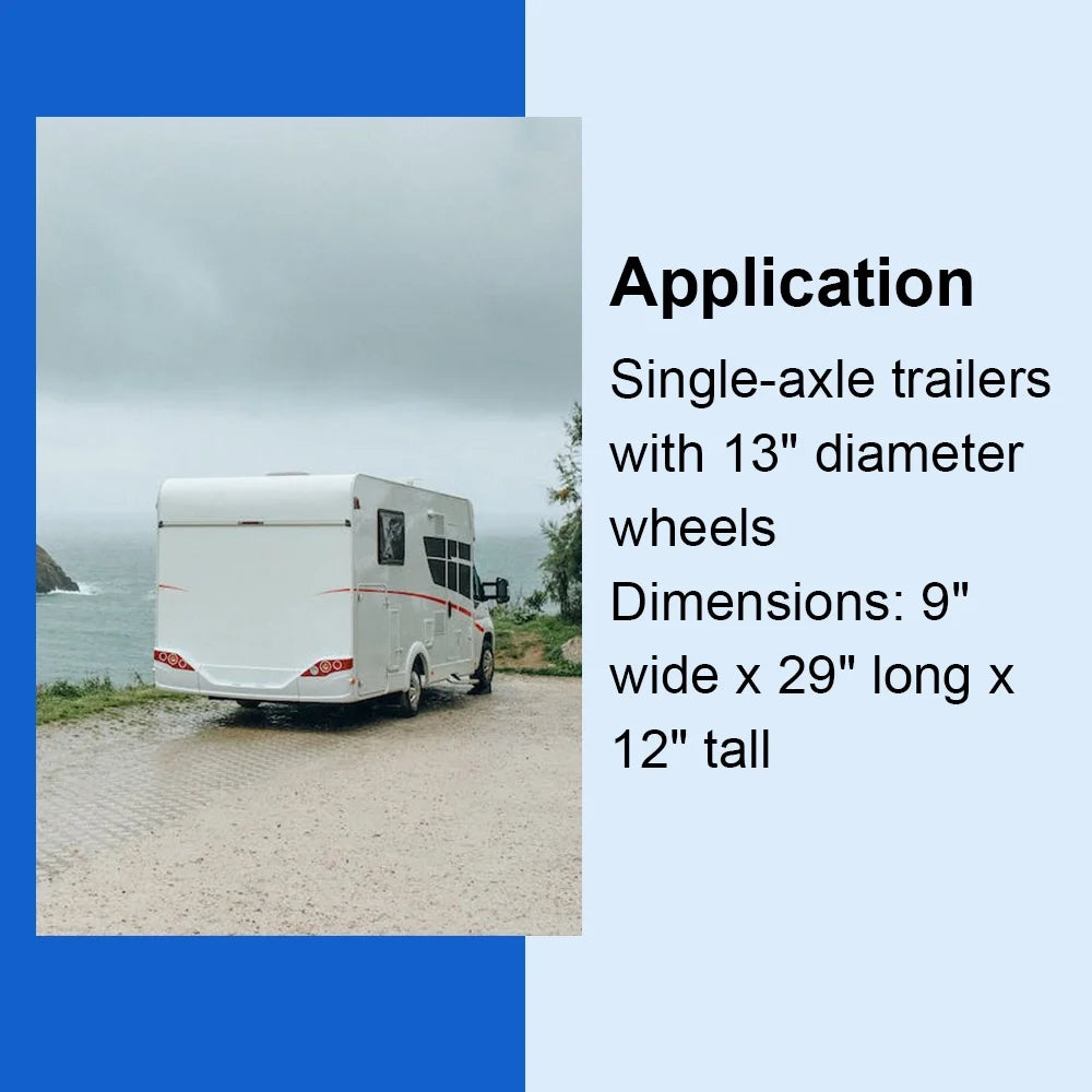 Pair of Single Axle Trailer Fenders 13" Wheels Tires Top Step Skirt Boat I2905